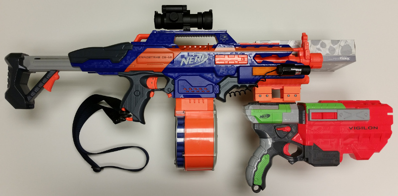 Nerf Rapidstrike with Vigilon (right)